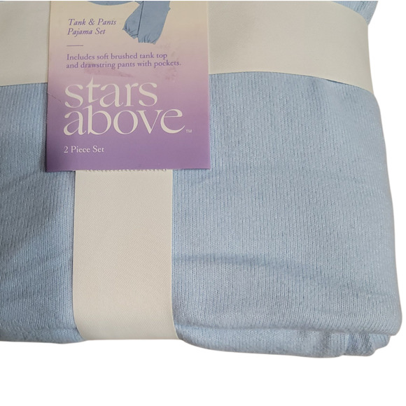 Stars Above Light Blue Pajama Set Tank Top Drawstring Pants Size XXL - Picture 8 of 9